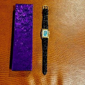 Black band watch. Never worn. With box.